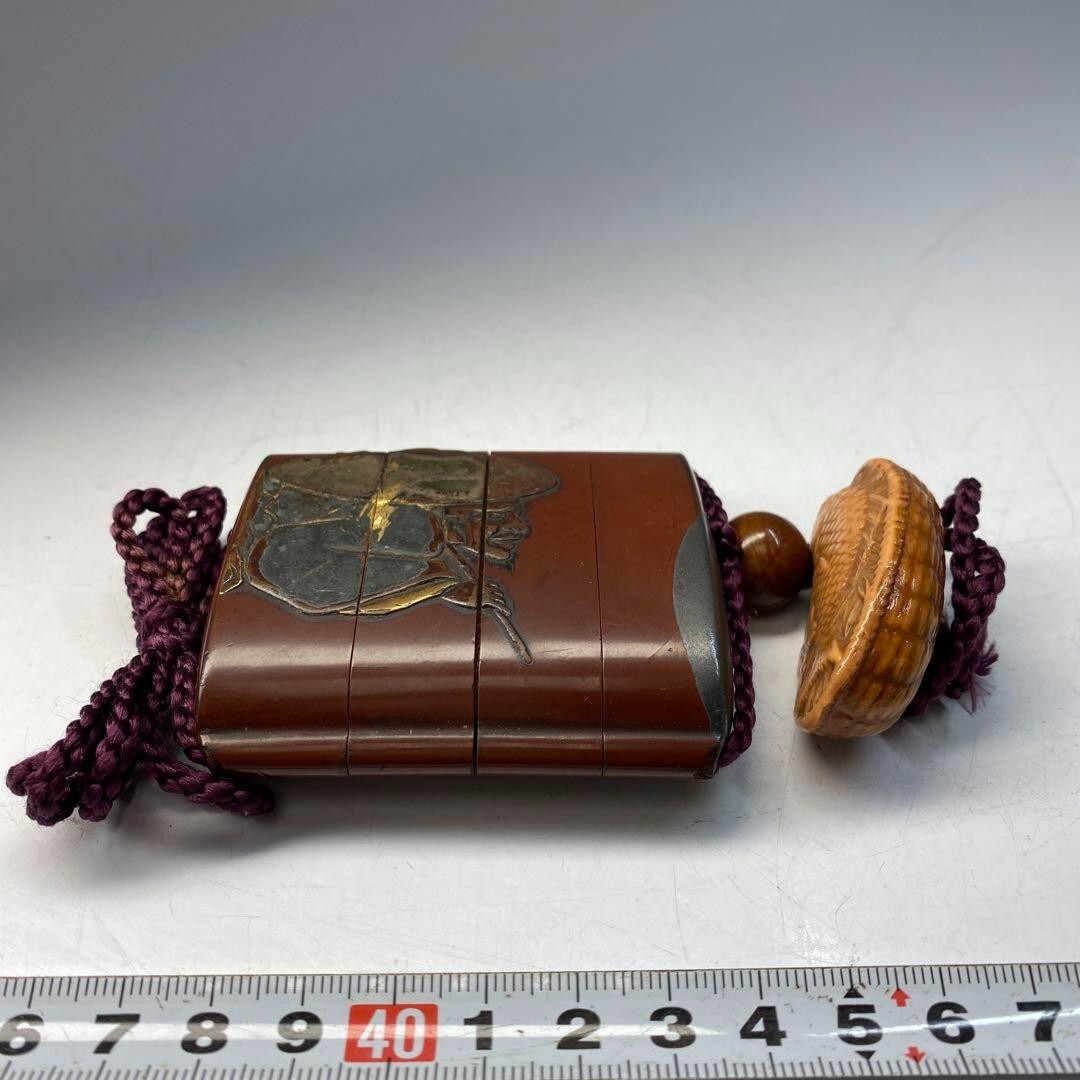 Inro Makie Netsuke Ojime Japanese Antique Vintage Box Case