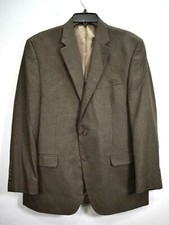 Chaps Mens Brown Houndstooth Notch Lapel 2 Button Sport Coat Jacket Blazer 42R