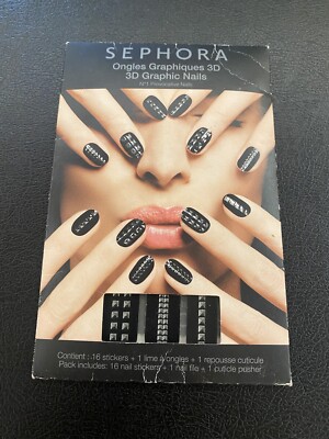 Sephora Schwarz 3D Grafik Nagelsticker 