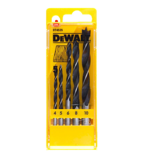 Dewalt 5Tlg. Holzbohrer Set Spiralbohrer Bohrer Holz Ø4 / 5 / 6 / 8 / 10 Mm-image