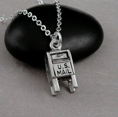 Silver Mailbox Necklace - Postal Charm - Gift for Mail Carrier - Mailman Gift