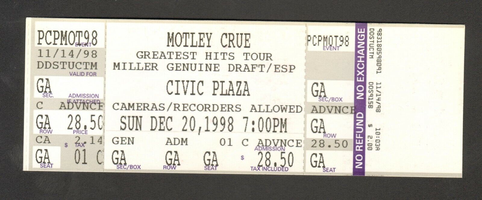 Motley Crue Concert Flyer 1998 Phoenix Civic Plaza