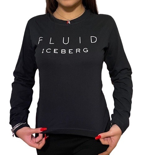 MAGLIA FLUID ICEBERG LONG SLEEVE BLACK MANICHE LUNGHE NERA SLIM FIT DONNA (S) - Foto 1 di 5
