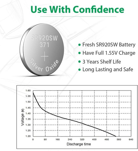 LiCB 10 PCS SR920SW 371 LR920 AG6 370 1.55V Button Cell Watch Batteries - Picture 3 of 6