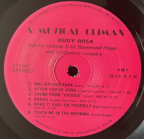 Rudy Rosa A Musical Climax Space Age Drum Breaks VG+ Hammond Organ - Picture 5 of 7