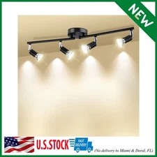 Track Lighting Kit 4 Head Foldable Ceiling Spot Light 4 Lights Matte Black Lamp