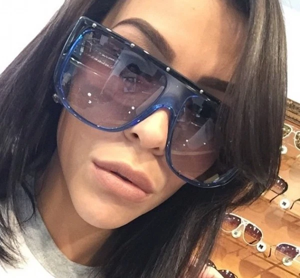 Gafas de sol STUDDED XXL OVERSIZE "EMMA" Mujer Aviador Parte superior plana Cuadrada Sombra  Foto 3 de 4