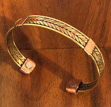 Copper Magnetic Bracelet Arthritis Pain Therapy Energy Cuff Two Tone Bangle