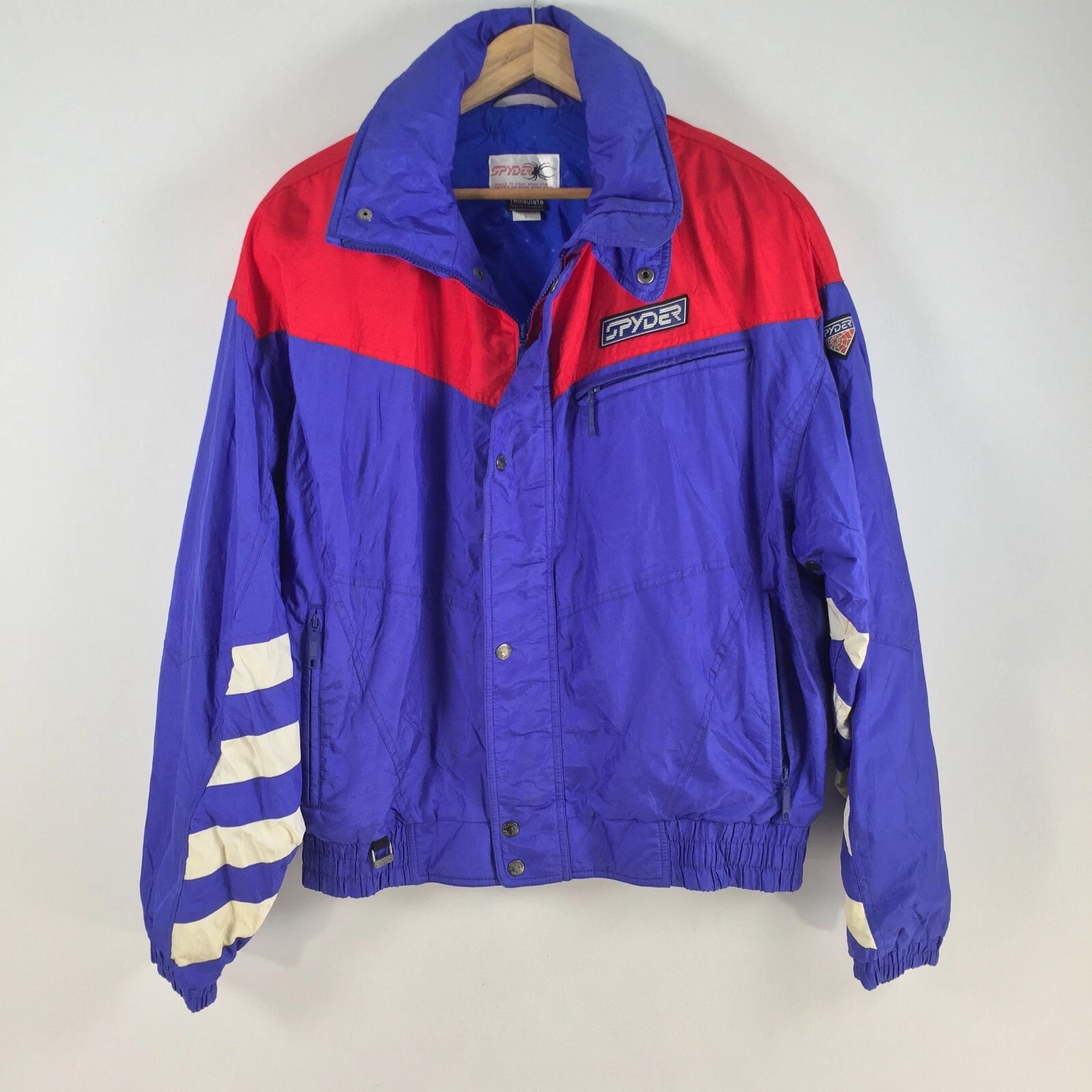 VINTAGE Spyder mens jacket size L windbreaker Snow hood ski thinsulate 083333