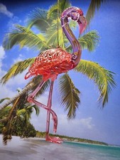 New Acrylic Tropical Florida Pink Flamingo bird Christmas Ornament NWT 3 pink