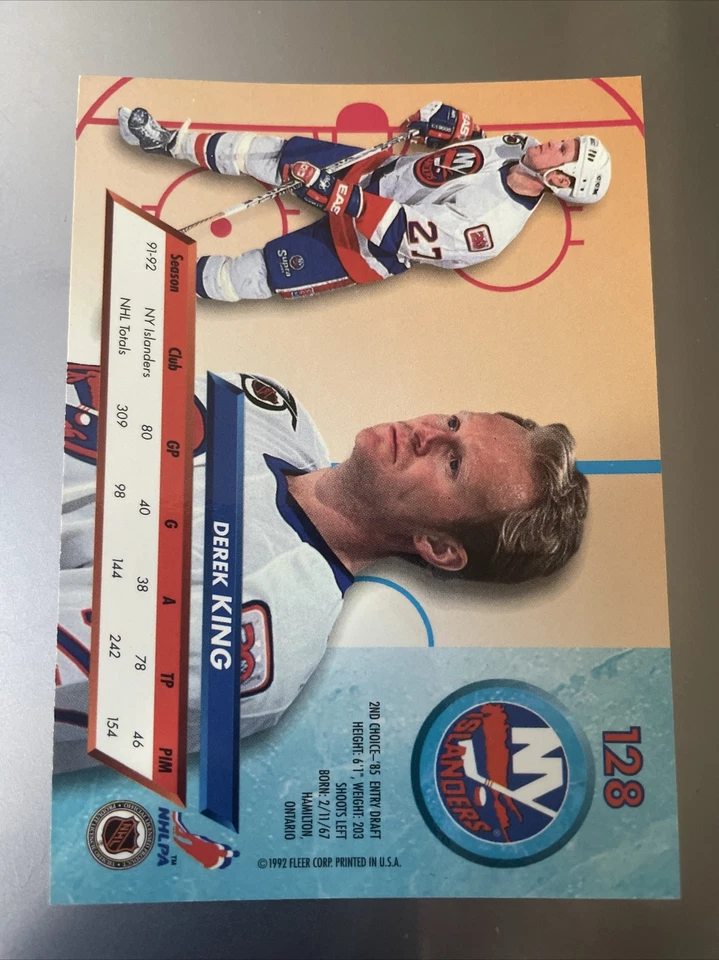 1992-93 Fleer Ultra Hockey #128 Derek King - Image 2 of 2