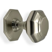 70mm Satin Nickel Octagonal Centre Door Knob Pull Front Back Solid Brass