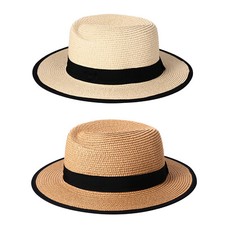 Men Women Panama Beach Hat Wide Brim Straw Hat for Summer Sun Beach