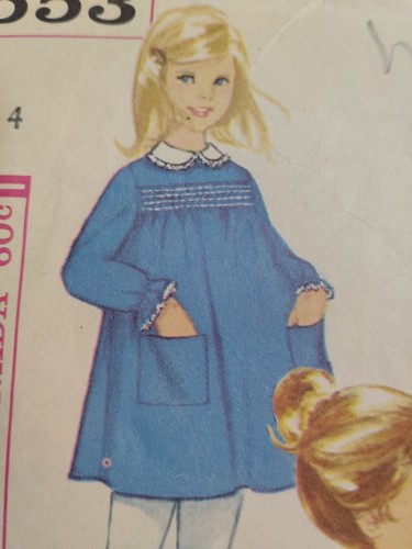 Dress Smocking Transfer Girls 4 Simplicity 5553 Sewing Pattern Cut Short VTG - Picture 3 of 9