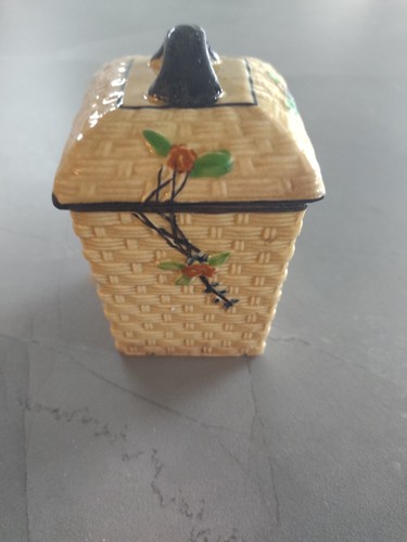 Vintage Hotta Yu Shoten japanisches Japan Korbweave Majolika Muskatnuss Gewürzglas - Bild 6 von 9