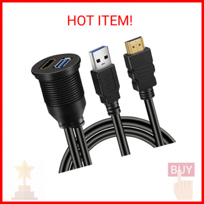 BATIGE USB 3.0 & HDMI to HDMI + USB3.0 AUX Extension Dash Panel Waterproof Car F