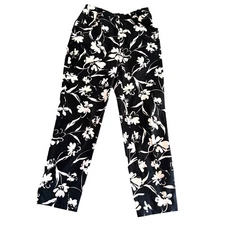 Basler Floral Straight Leg pants Womens 38 Elegant Casual Wear Black Lavendar