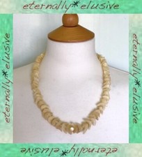 MOP Nacre Shell Chunky Carved Bead Necklace Antique Victorian / Art Deco Vintage