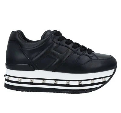 Hogan Maxi H222 - Baskets Femme - Chaussures De Marque Casual - Noir - Photo 1/4