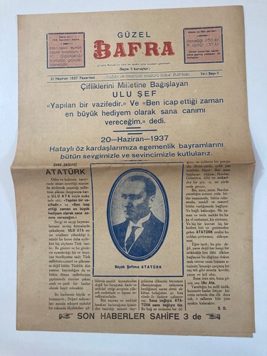 Mustafa Kemal ATATURK Cover Newspaper 1937 Turkish Local Journal RARE!