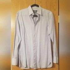 Zegna Silver Line Drop 8 Fit Blue/White Shirt Size 15 1/2