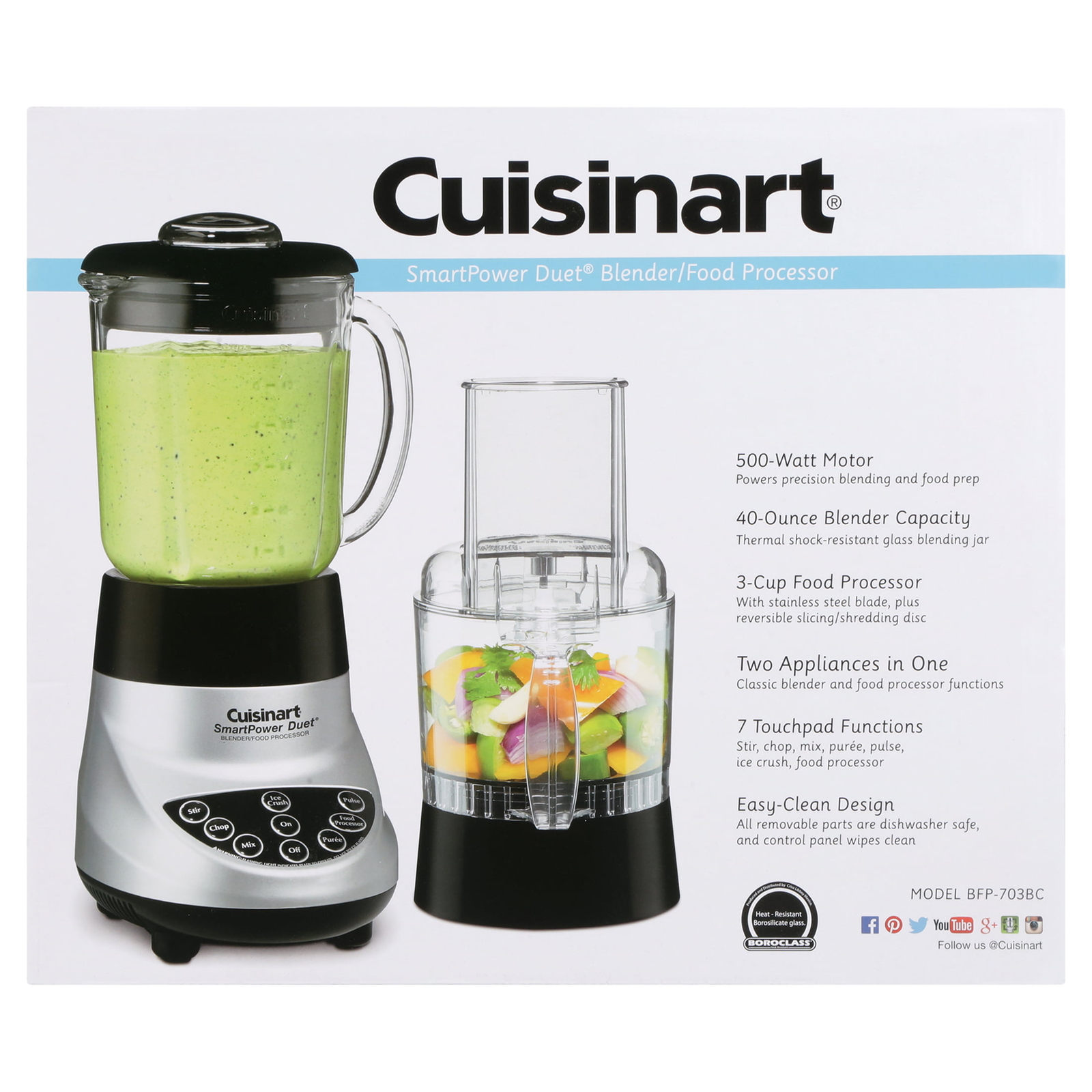 HOT Smartpower Duet /Food Processor 7 Speed Blender Brushed Chrome (BFP-703BC)