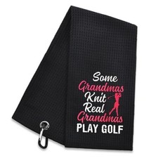 Some Grandmas Knit Real Embroidered Golf Towel, Grandma Golf Towel, Golf