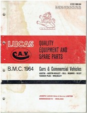 A.HEALEY 3000 Mk2-3 MG MGB MIDGET Mk1-2 MINOR 1000 MINI '64 LUCAS PARTSCATALOGUE