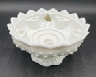 Vintage Fenton 6 Candle Holder White Hobnail Milk Glass Pedestal Base