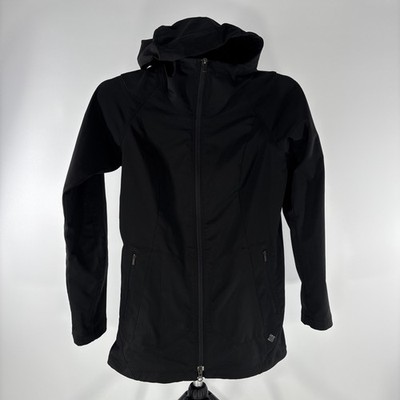 Columbia Hood Rain jacket Black Xs Tapered Waist Omnishield Double Zipper