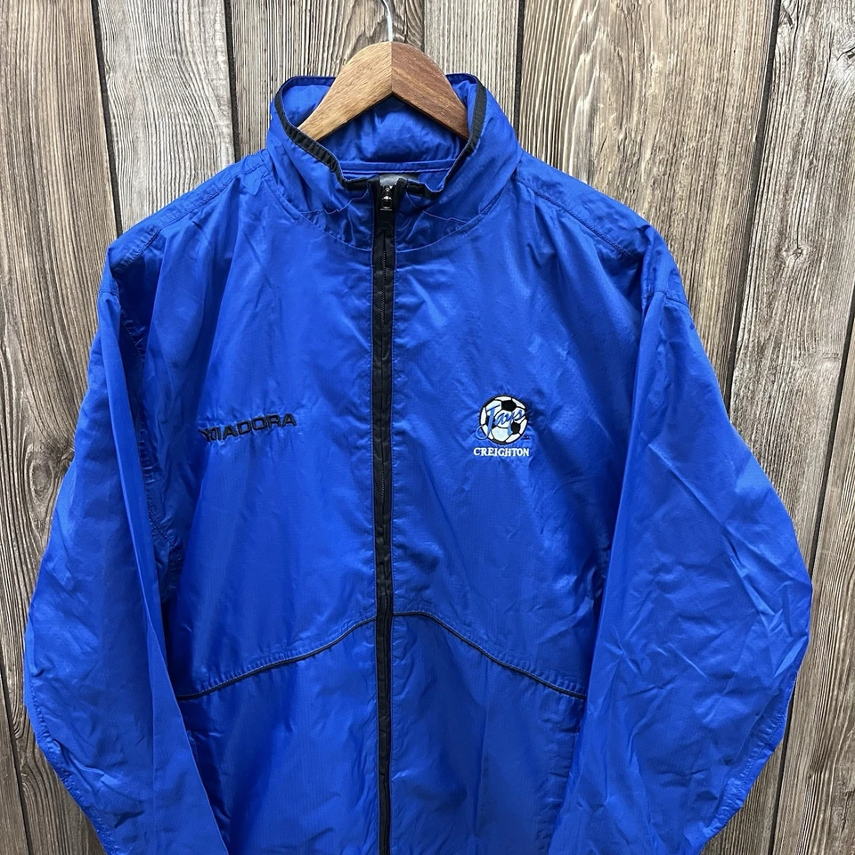 Chaqueta cortavientos vintage Creighton Bluejays fútbol cremallera azul para hombre mediana Foto 3 de 4