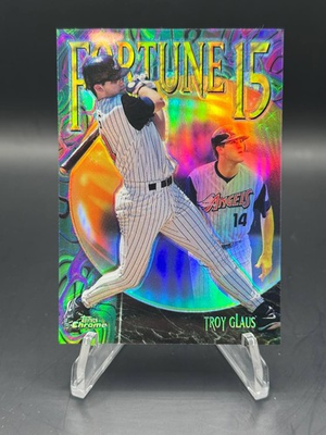 #ad #ad 1999 Topps Chrome TROY GLAUS Fortune 15 Refractor 100 #FF4 Angels $100.00