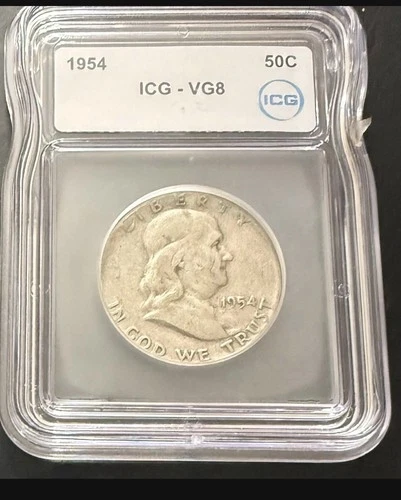 1954 Franklin Half Dollar ICG VG8 Silver 50C Philadelphia Business Strike