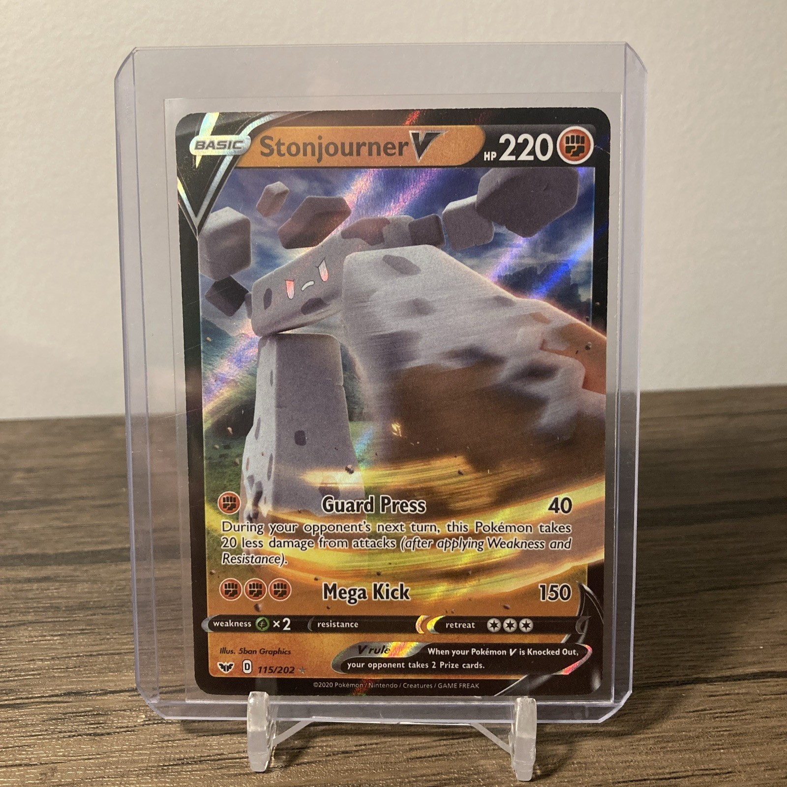 Pokemon Stonjourner V Sword & Shield Base Set 115/202 Holo Ultra Rare NM/M