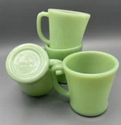 4 Anchor Hocking Fire King Jadeite D Handle Mugs Restaurant Ware Green USA