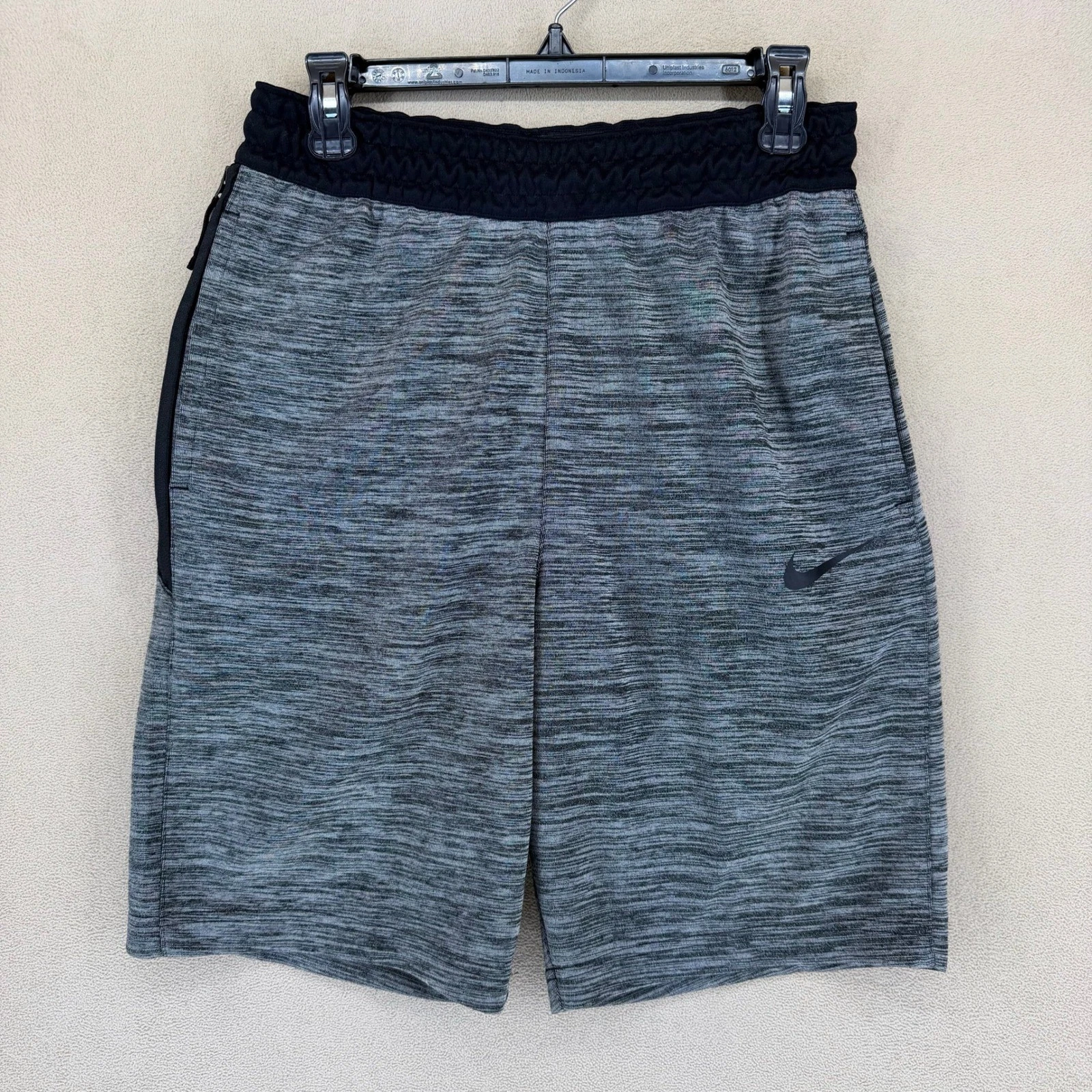 Nike Dri Fit Mens Athletic Shorts Gray Heathered Pockets Zipper Size S