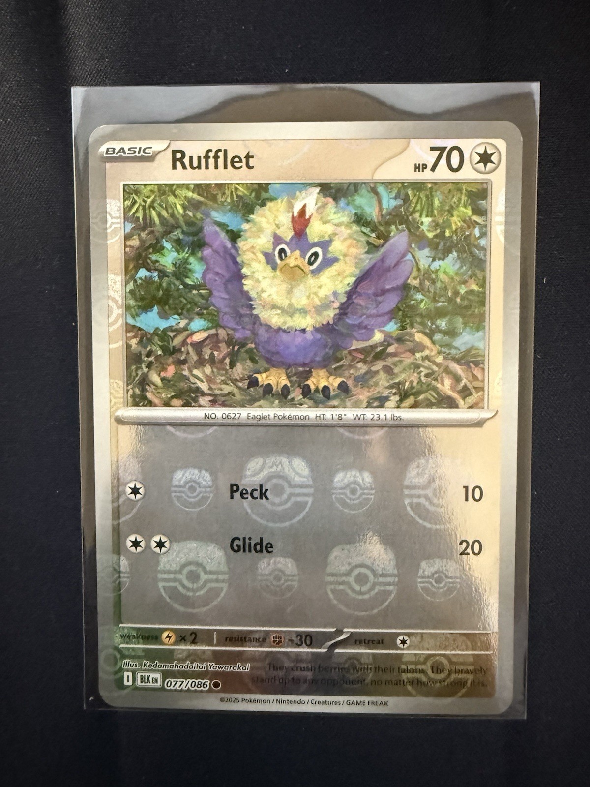 Rufflet (Master Ball Pattern) Common SV: Black Bolt 077/086 NM Pokemon TCG