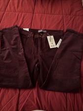 Gloria Vanderbilt Women Amanda Slim Corduroy crimson Crush Wine Pants Sz 10 S