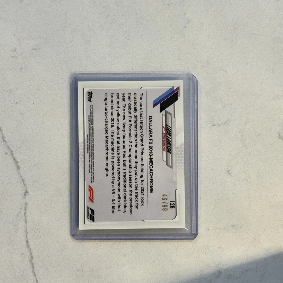 2021 Topps Chrome Sapphire Formula 1 F1 #126 Liam Lawson Aqua /99 - Image 2 of 2