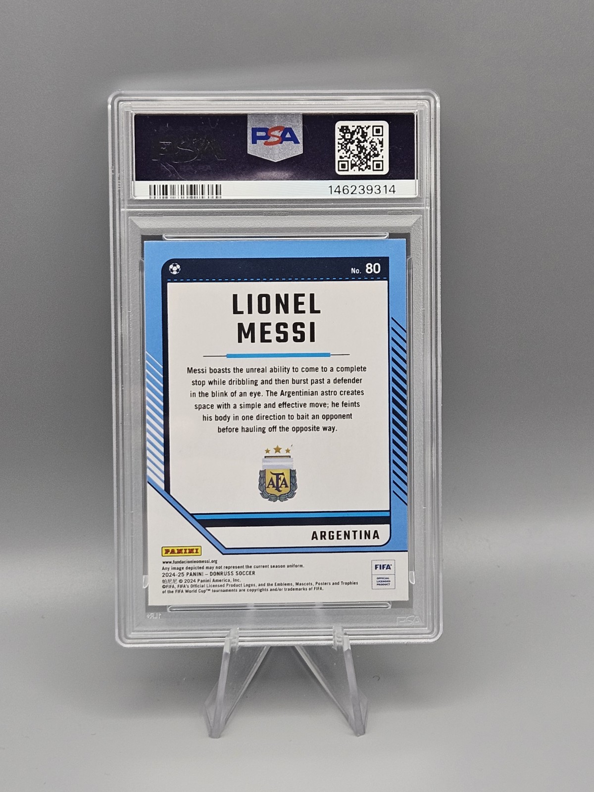 PSA 8 Lionel Messi 2024-25 Panini Donruss Fifa #80 Argentina Legend 🔥  view 4