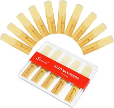 10 Pack Professional Alto Saxophone Reeds with Plastic Box, Strength 3.0 Alto Sa