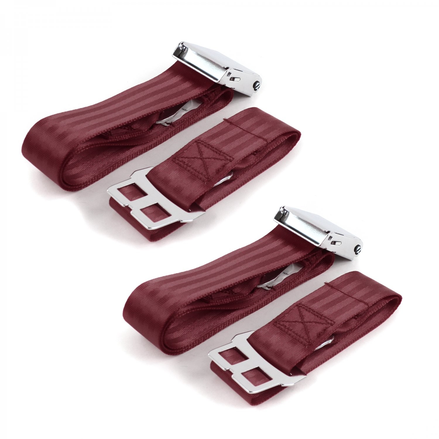 Ford GT40 1964 - 1969 Airplane 2pt Burgandy Lap Bucket Seat Belt Kit - 2 Belts  