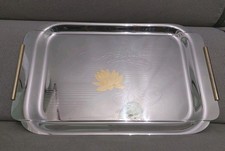 Vassoio in acciaio Inox decorazioni  dorate