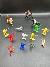 Vintage 3" Cowboys  Indians, Horses, Fireman Figures Tim-Mee Molded Plastic