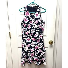 Banana Republic Dress, Fit Flare Sleeveless, Ruffle Wrap Hem, Floral, Size 4