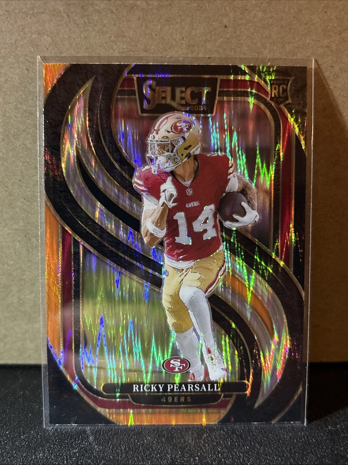 2024 Select Ricky Pearsall Premier Level black and orange Shock Prizm Rookie RC
