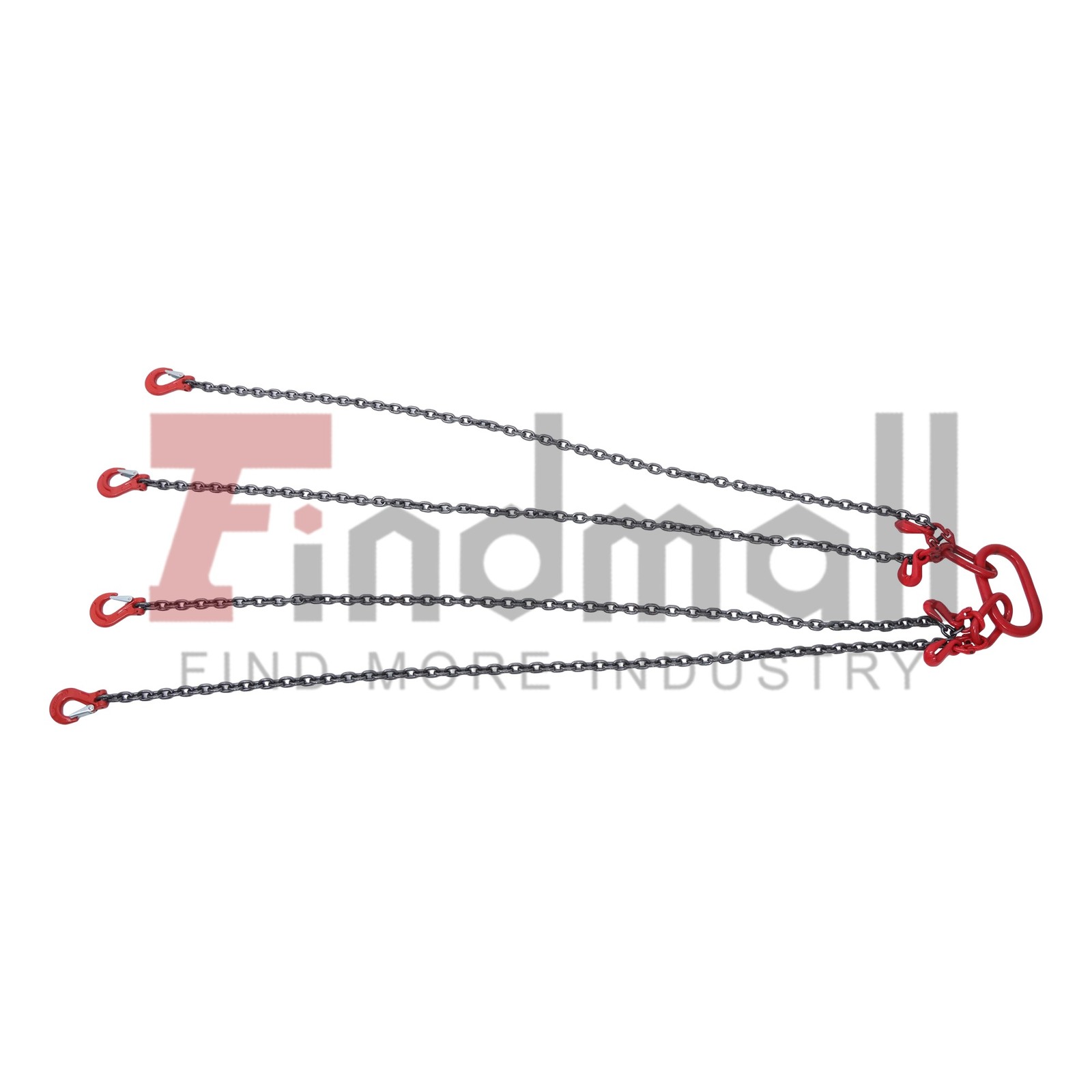 1/4inch 5Feet Chain Sling 4 Legs with Grab Hooks 3Tons/6600lbs Capacity G80 Red