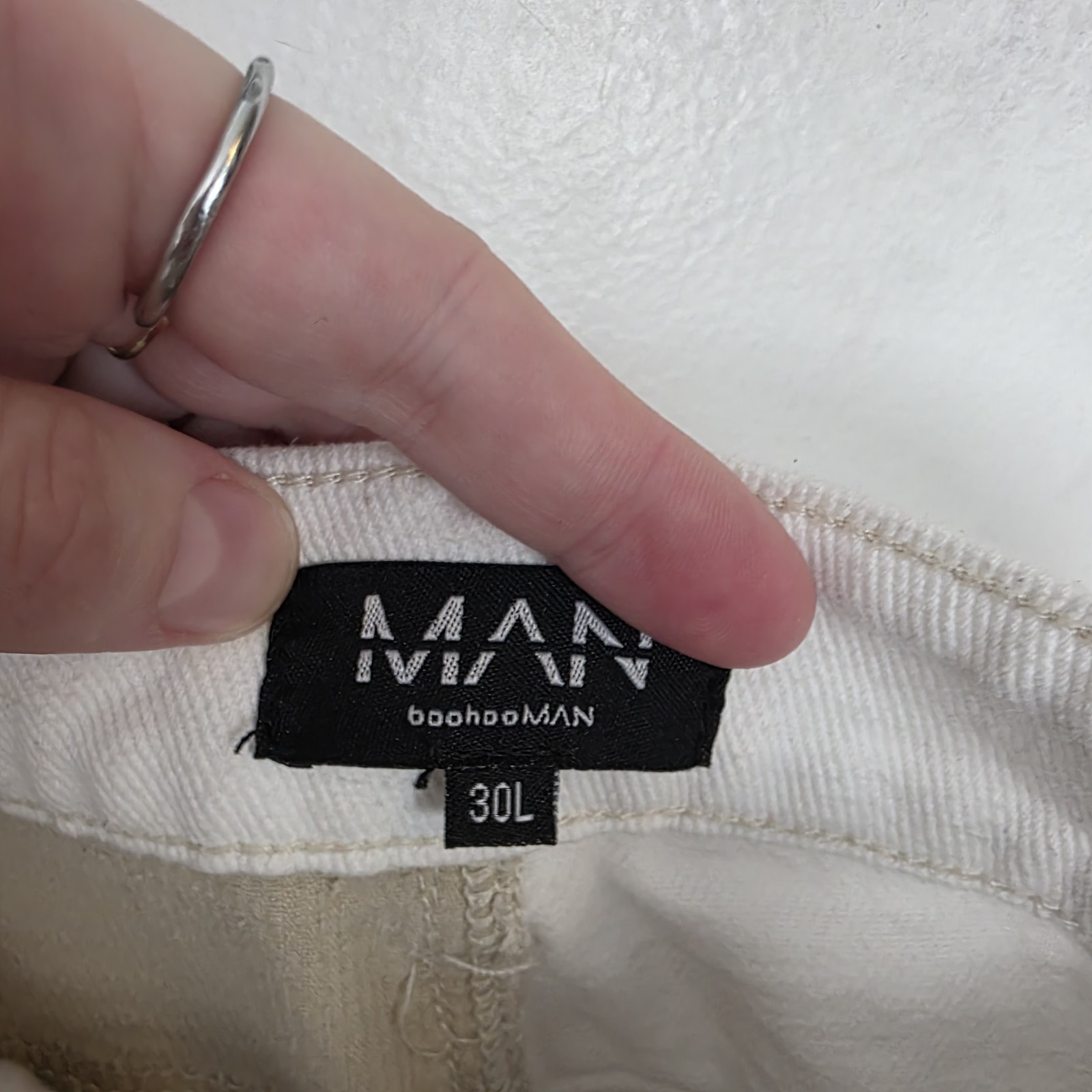 Boohoo White Cream Multicolor Patchwork Slim Tart… - image 3