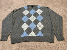 Dockers Lightweight Adult size Medium Sweater Gray Argyle Crewneck Diamond