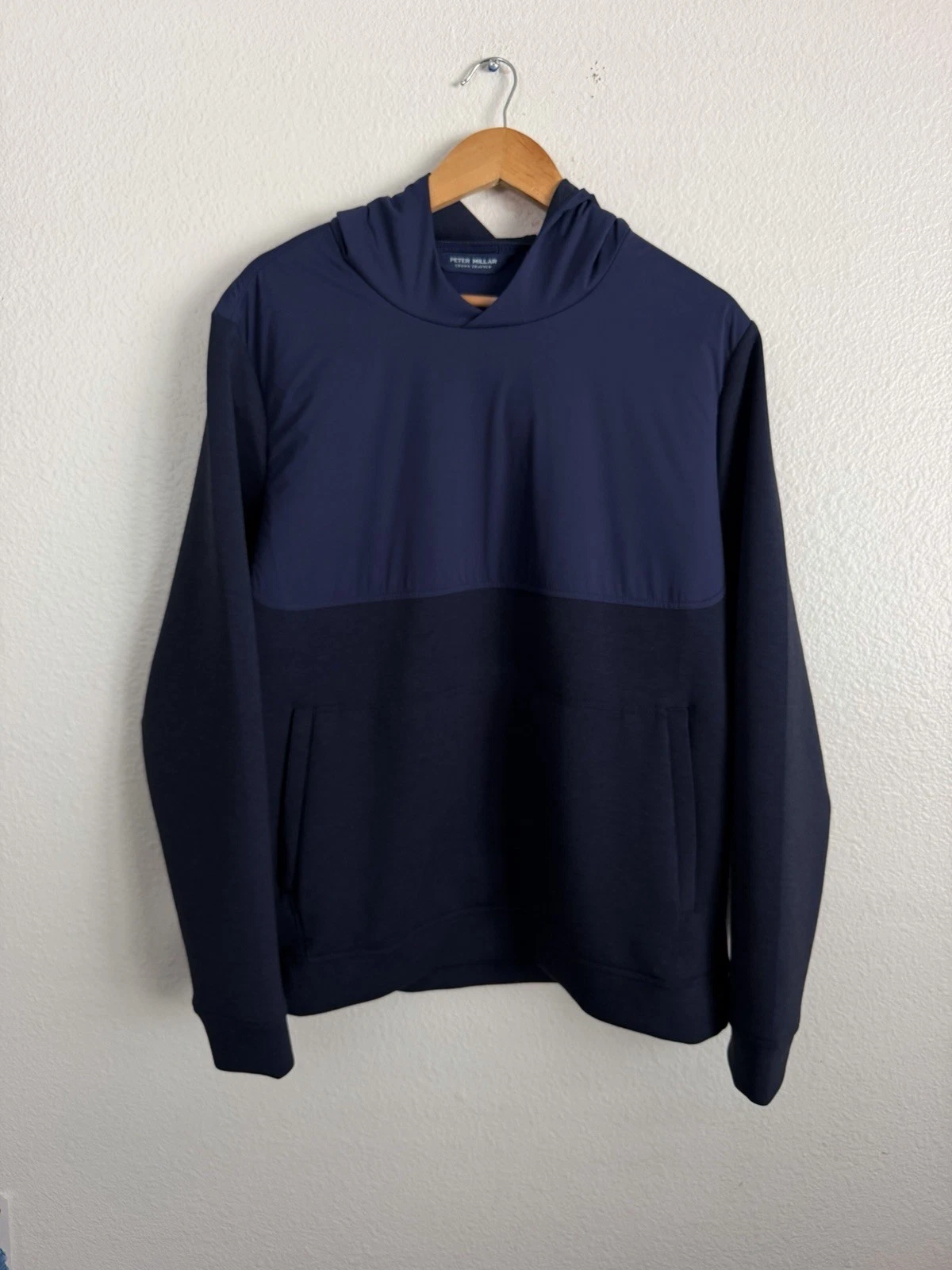 Peter Millar Winsome Hybrid Navy Pullover Hoodie Jacket MF25XZ22 Men Size Large image 1